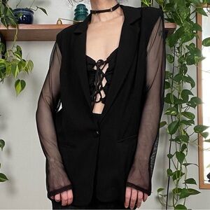 Fishnet Blazer with V Shape Cut in Back - L